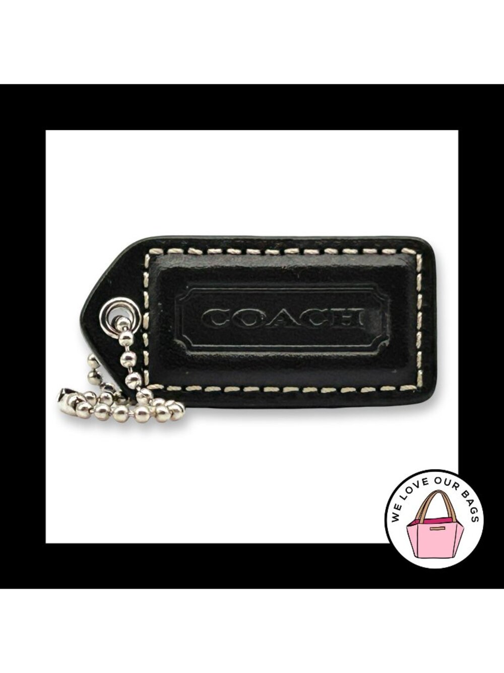 COACH Y2K VINTAGE Hang Tag 2" Dark Brown Leather Bag Charm Keychain Fob Medium